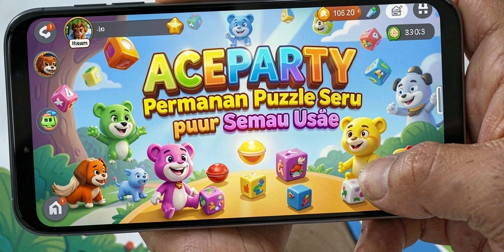 Screenshot gameplay ACEPARTY menunjukkan serunya menyelesaikan teka-teki Puzzle.