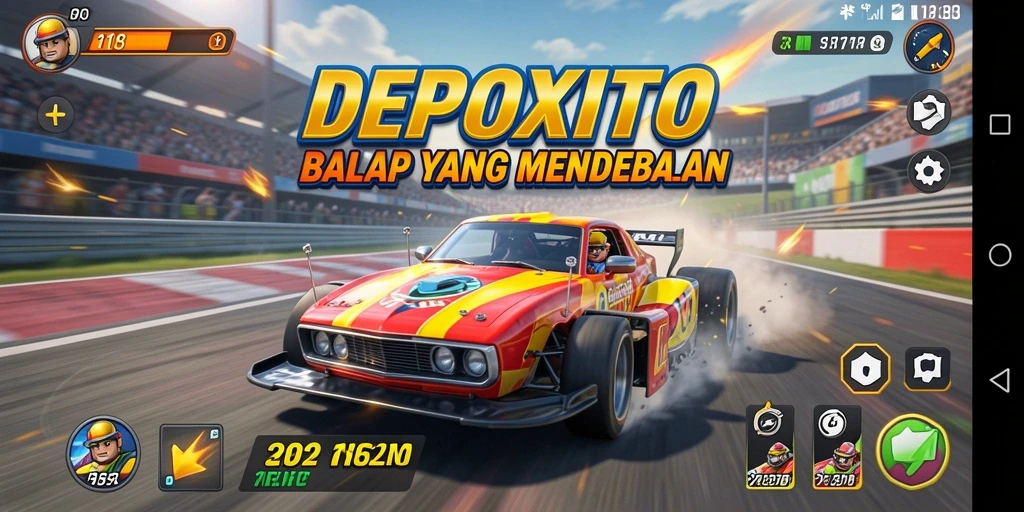 Gameplay balap yang mendebarkan di DEPOXITO dengan lintasan yang menantang.