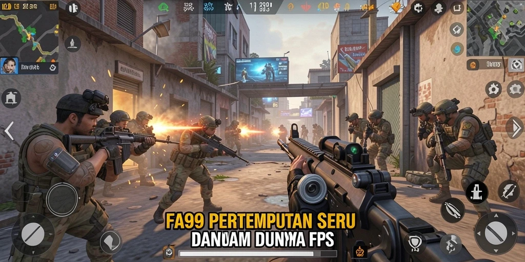 Tampilan aksi seru dalam gameplay FA99 FPS.