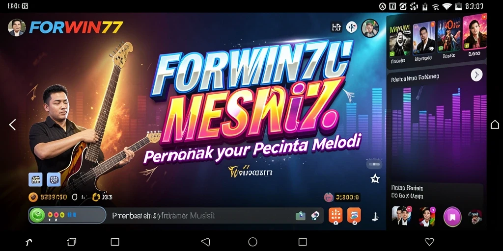 Screenshot utama FORWIN77 menampilkan gameplay musik yang menghibur.