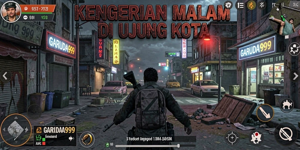 Screenshot GARUDA999 menampilkan gameplay yang mencekam dengan karakter hantu yang menyeramkan.