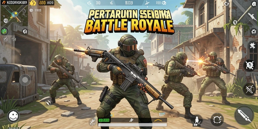 Tangkapan layar KODOKHOKI889 menampilkan aksi seru dalam pertempuran Battle Royale.
