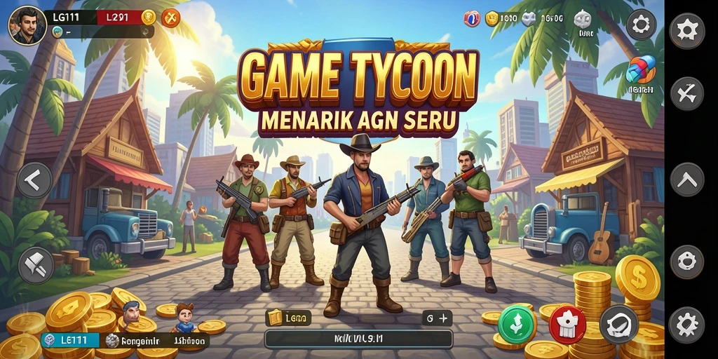 Tampilan screenshot utama LG111 dengan gameplay Tycoon yang seru.