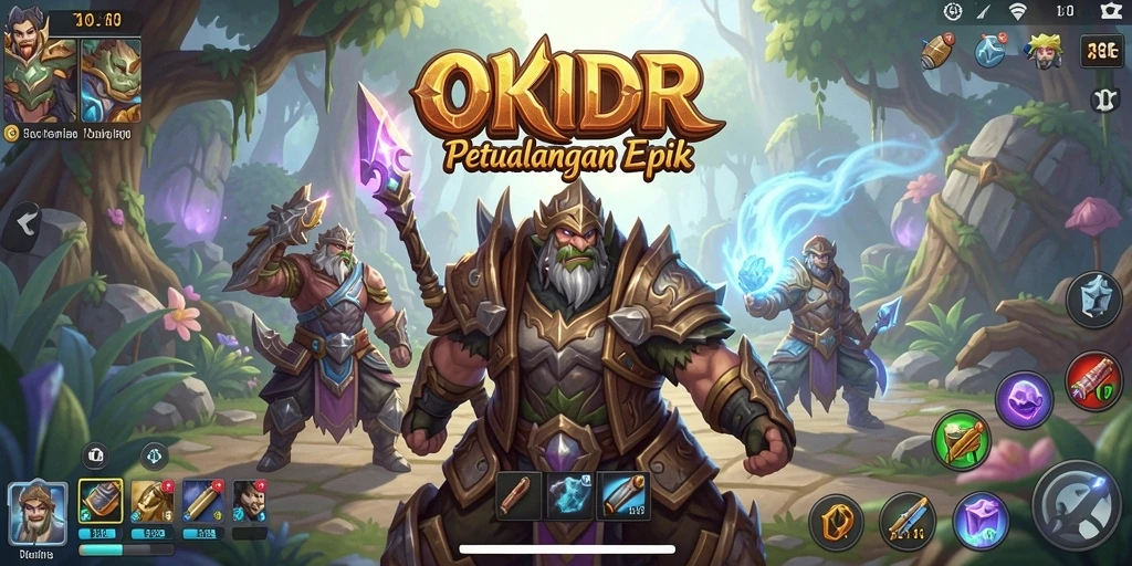 Screenshot OKIDR menampilkan pertarungan epik di dunia RPG yang menakjubkan.