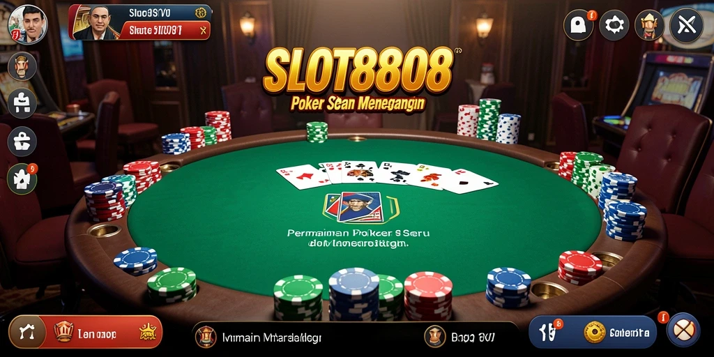 Tampilan gameplay seru dari SLOT8808 dengan aksi poker yang menegangkan.