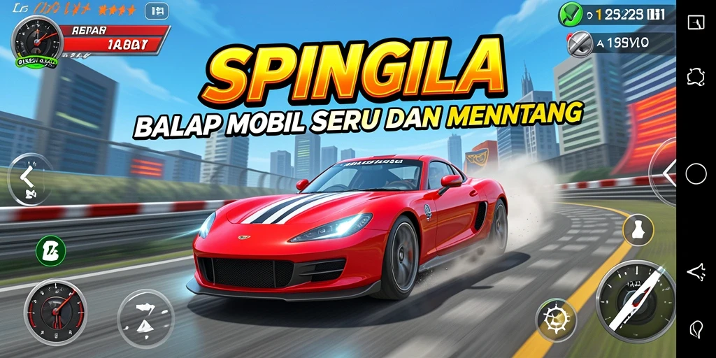 Gameplay SPINGILA yang menegangkan dan seru saat balapan.