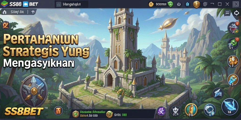 Tampilan menakjubkan dari gameplay SS88BET dengan pertahanan menara yang strategis.