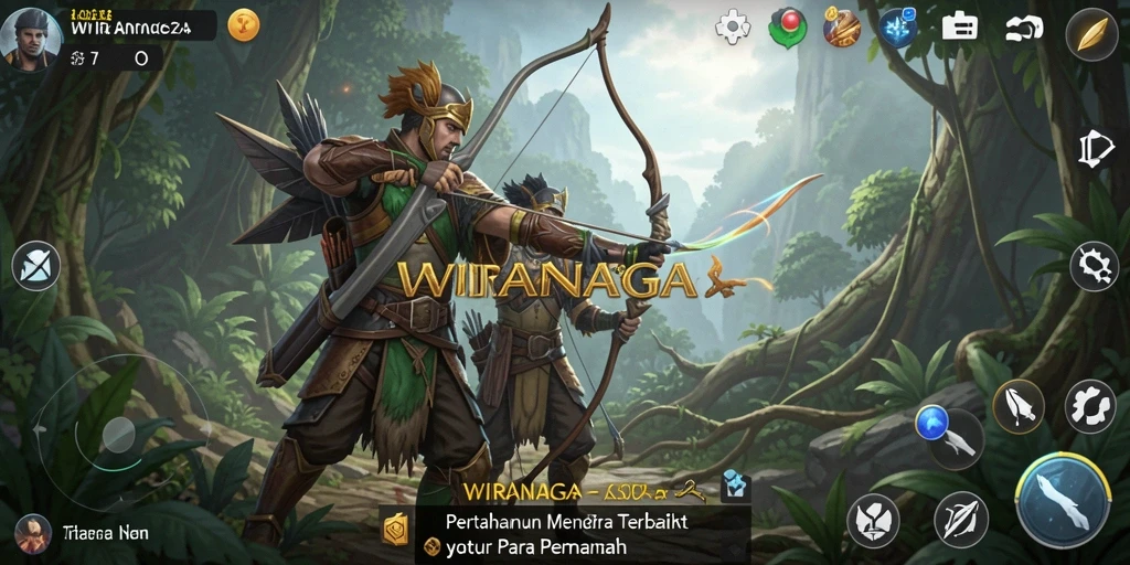 Screenshot menampilkan aksi seru dalam game Tower Defense WIRANAGA.